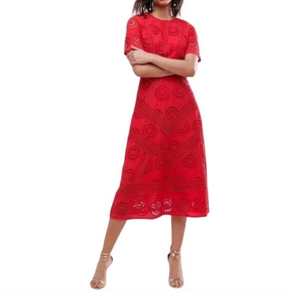 Asos Premium Broderie Lace Midi Dress
